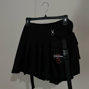 black mini skirt with belt detail size large
